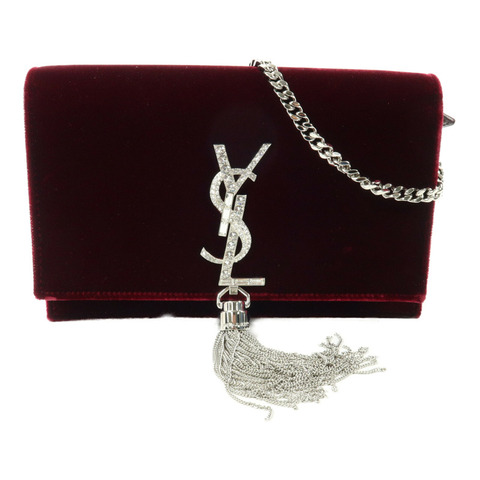 SAINT LAURENT 天鵝絨Tassel Chain Wallet鏈帶肩背袋