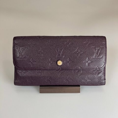 LV M60294 紫壓紋皮革三折長夾