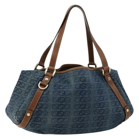 GUCCI GG帆布互扣式G Abbey托特包 牛仔布 奧特萊斯 130736 正品 ep14606A