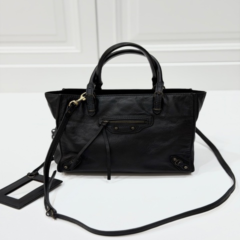 《仙闆名牌精品 》BALENCIAGA 巴黎世家 Papier Mini 黑色 機車包 手提包 肩背包 斜背包 側背包