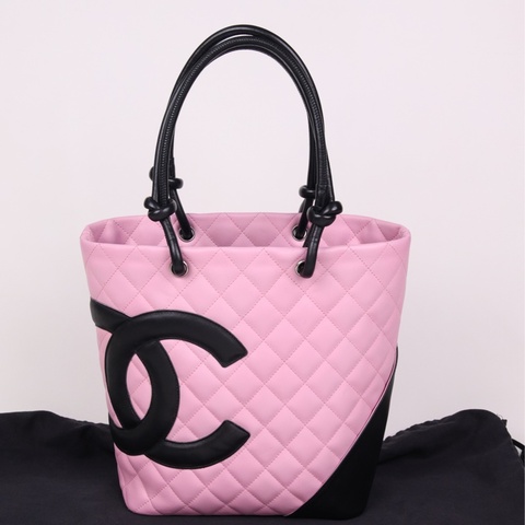 Chanel 9开粉色康鹏中号菜篮子手提包