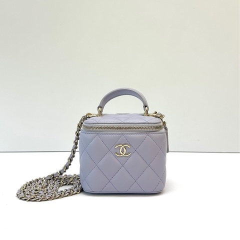香奈兒/Chanel 金球小盒子紫色 31開 單肩斜挎包 小羊皮 原始成色