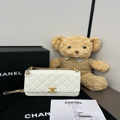 Chanel/香奈兒 未使用 24C白色雙金珠woc 芯片
