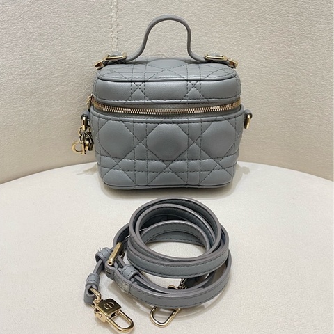 Dior迪奧化妝盒Vanity mini 高級灰 手提單肩斜挎包