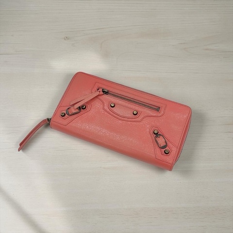 莉亞精品♡ BALENCIAGA 長夾 珊瑚橘 二手美包