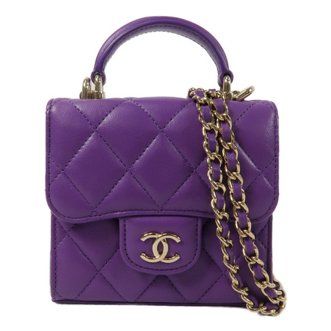 CHANEL 羊皮皮革Mini Top Handle Flap Bag鏈帶肩背袋
