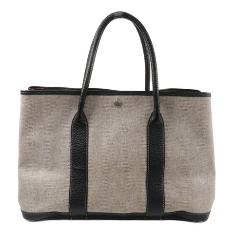 HERMES Toile H帆布Garden Party PM手挽袋Noir
