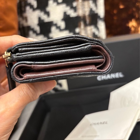 Chanel牛皮3折短夾 晶片款