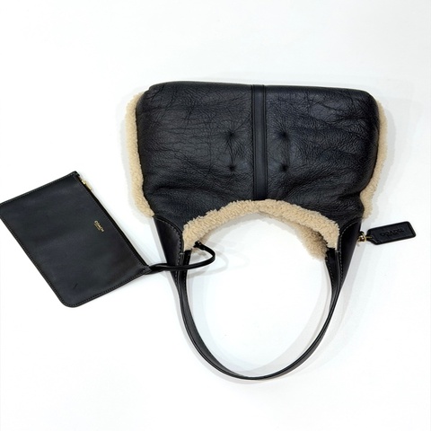 《仙闆名牌精品 》COACH BROOKLYN 28 布魯克林 hobo 羊毛皮滾邊 軟皮 肩背包 手提包
