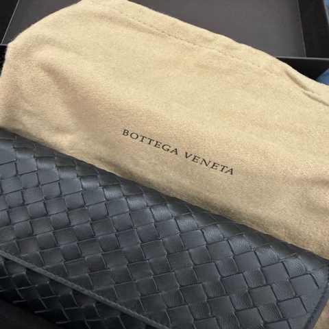 Bottega Veneta BV 經典黑色編織長夾
