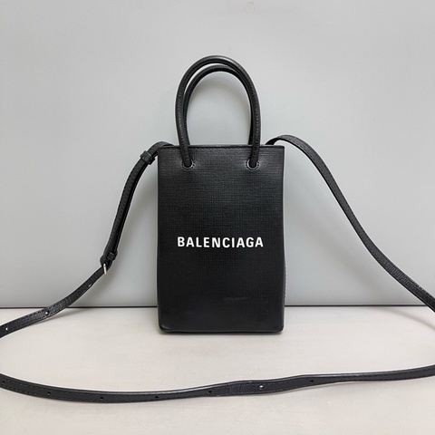 MJ49092 Balenciaga巴黎世家 shopping黑色全皮迷你包，尺寸12×18