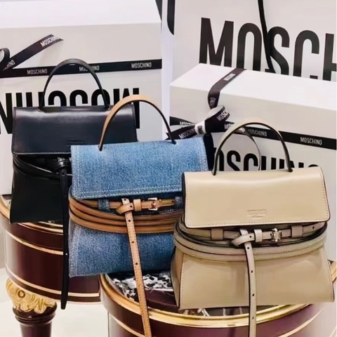 MOSCHINO Tie Me 丹寧綁帶包 （附揹帶）