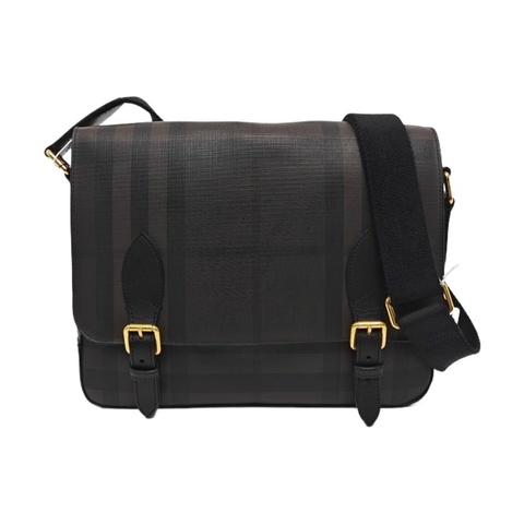 BURBERRY 深棕色塗層帆布印花單肩包斜挎包 尺寸 32*27*7cm