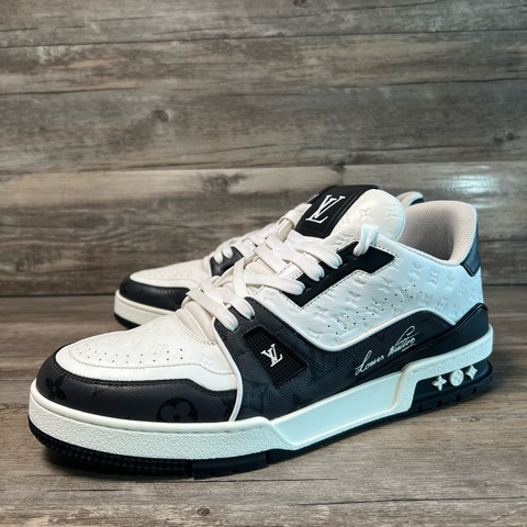LV trainer 黑白熊貓 滿印 黑色老花 壓紋印花 浮雕  42碼