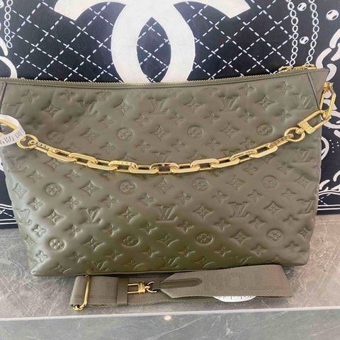 LV/路易威登 Coussin 綠色中號手袋 迪麗熱巴同款品牌徽標拉鍊開合