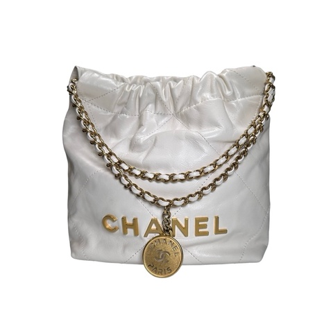 Chanel Quilted Calfskin Chanel 22 Shoulder Bag White GHW