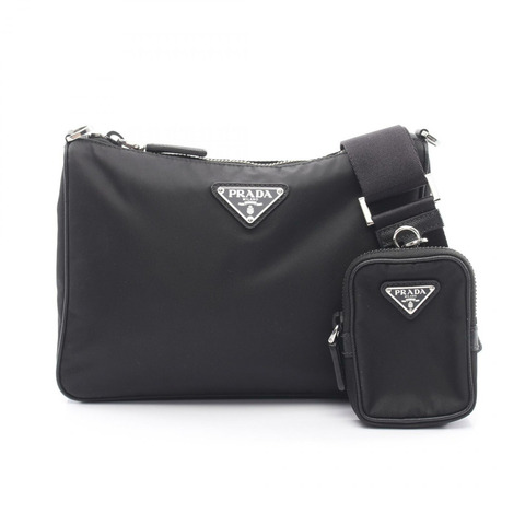 PRADA SAFFIANO TRAVEL 肩背包 2VH113 尼龍 Saffiano 皮革 黑色 二手 男女通用