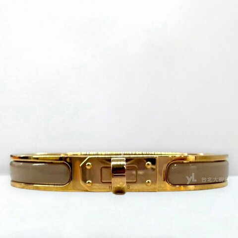 A13297-Hermes Mini Clic Kelly灰色窄版琺瑯玫瑰金釦手環H200004FO19PM