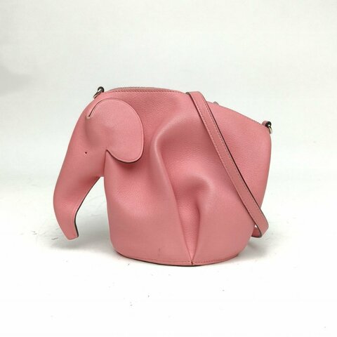 LOEWE ElephantMiniBag小象包粉色牛皮肩背包