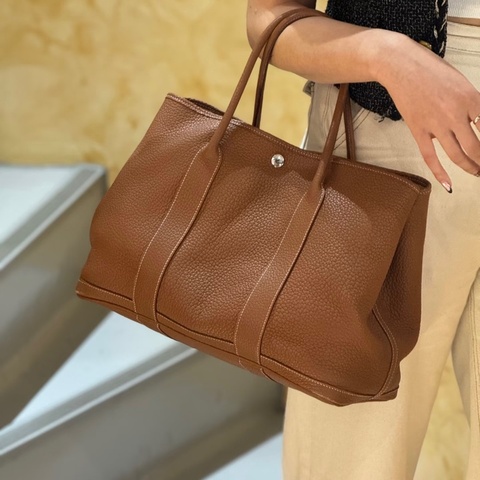 HERMES🤎37Gold焦糖色Negonda Garden Party36cm