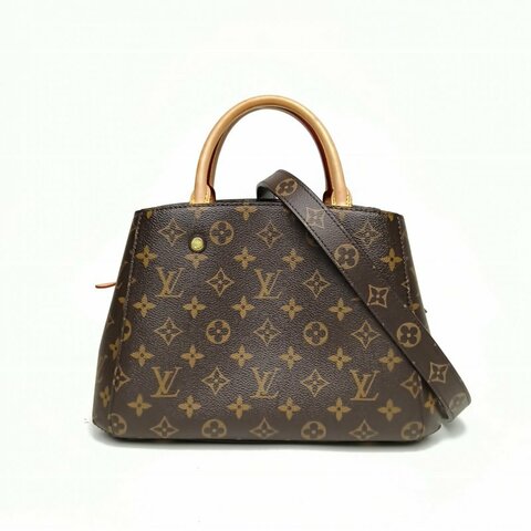 LOUIS VUITTON Montaigne蒙田BB老花PVC金扣肩背包