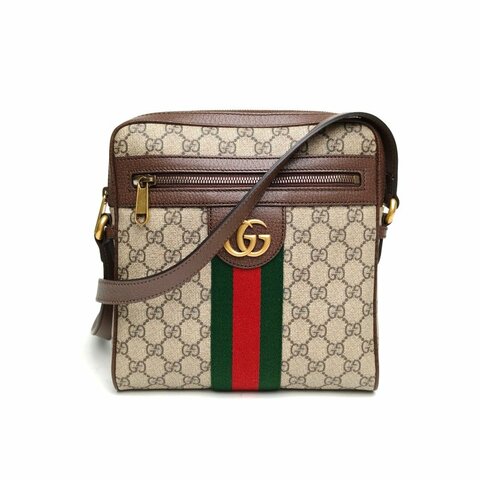 GUCCI 老花PVC金扣Ophidia斜挎包肩背包
