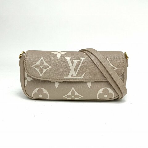 LOUIS VUITTON IVY鏈條腋下包大象灰牛皮金扣晶片肩背包