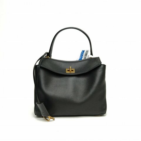 BALENCIAGA Rodeo迷你黑色牛皮金扣肩背包