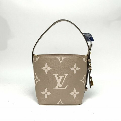 LOUIS VUITTON ALLINBB老花壓紋大象灰牛皮金扣晶片肩背包