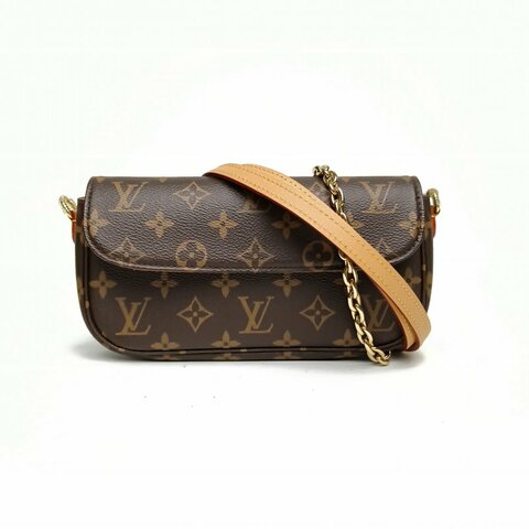 LOUIS VUITTON IVY鏈條腋下包老花PVC金扣晶片肩背包