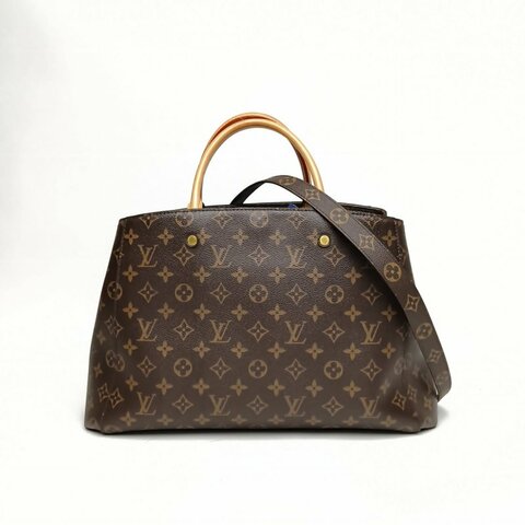 LOUIS VUITTON Montaigne蒙田大號老花PVC金扣肩背包