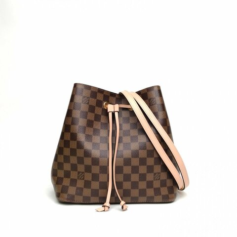 LOUIS VUITTON NÉONOÉ水桶包中號粉色內裏棕色棋盤格PVC金扣肩背包