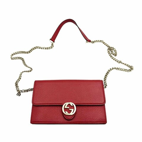 【美收精品】Gucci 紅色皮革肩背包  C-603【隔月月中將轉賣至日本 上架期限30天】