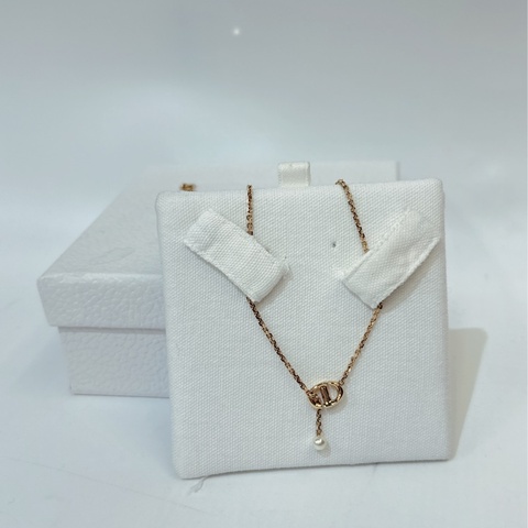 Dior 金色白珍珠墜飾CD Navy項鍊