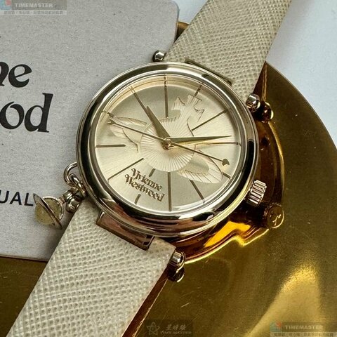Vivienne Westwood手錶,編號VW30326,32mm金色錶殼,米黃色錶帶款