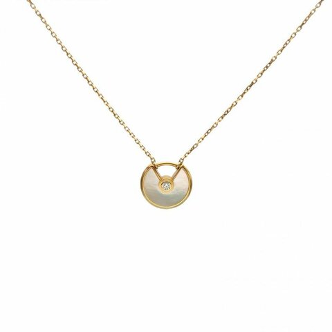 CARTIER AMULETTE護s符白母貝項鏈超小號18K黃金/鑽石/白貝母