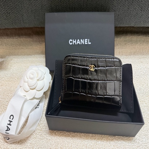 26S CHANEL 香奈兒 仿鱷魚壓紋雙層零錢包