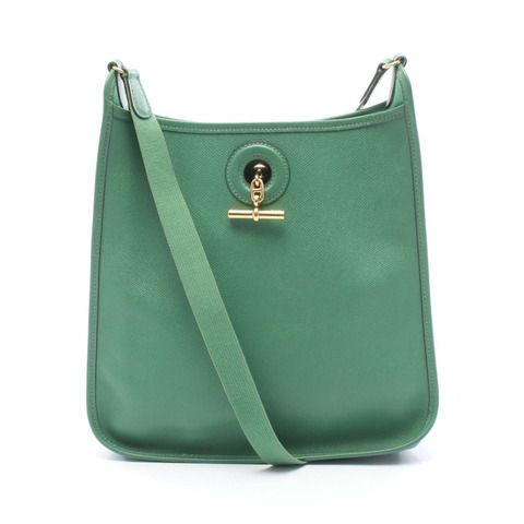 HERMES Vespa PM 單肩包 Courchevel 皮革 綠色 二手 女用 A GHW