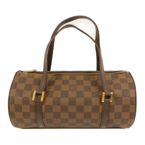 LOUIS VUITTON Damier Papillon PM金扣手挽袋棕色
