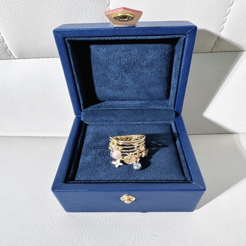 95 新 LV路易威登 中古Vintage 鎖匙珍珠多圈戒指,53 號