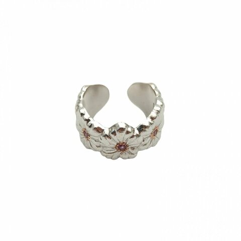 BUCCELLATI BlossomsEternelle小雛菊帶鑽戒指AG925銀58