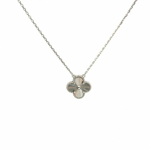 VAN CLEEF&ARPELS VintageAlhambra中號單花項鏈鐳射18K白金