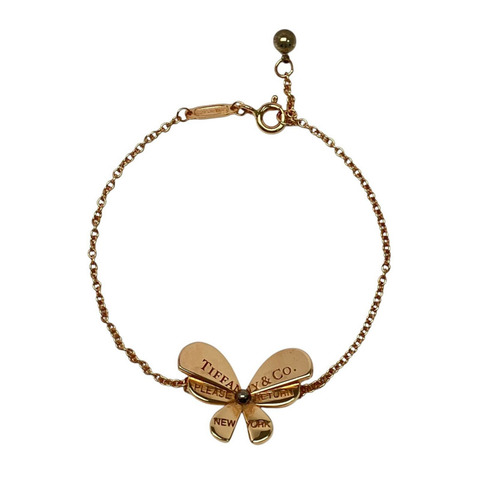 ☆ TIFFANY & CO. 蒂芙尼 Rose Gold 18K And 925 Silver Butterfly Fine Bracelet 玫瑰金18K和925純銀蝴蝶4.67g珠寶手鏈-267007753