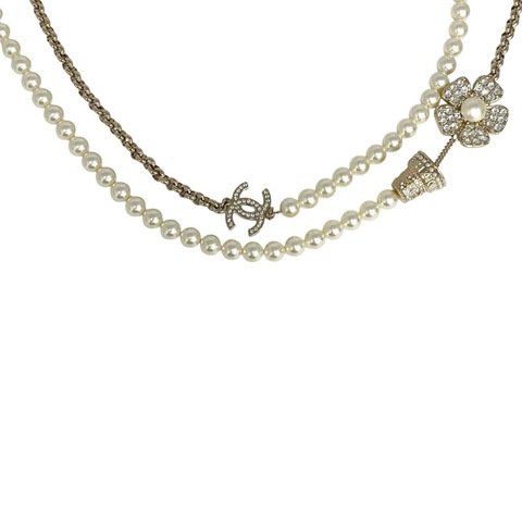 ☆ CHANEL 香奈兒 Light Gold Tone Metal Faux Pearl B23S Long Fashion Necklace 淺金色金屬仿珍珠項鏈-267011407