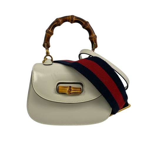 △ GUCCI 古馳 Beige Calfskin Bamboo 1947 Mini 2 way bag 米白色小牛皮686864兩用袋-267011521