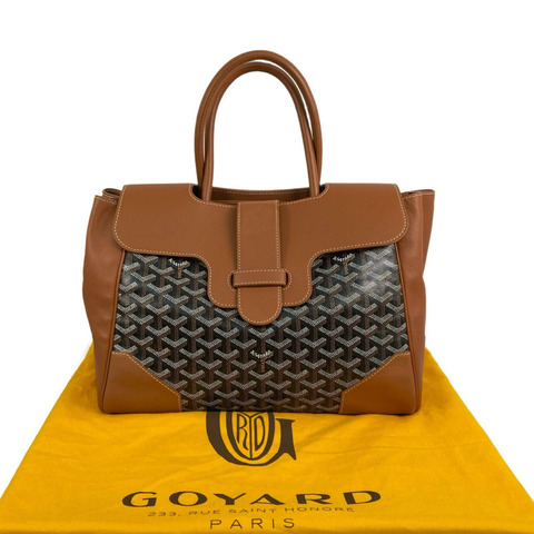 △ GOYARD 高雅德 Brown Calfskin And Coated Coated Canvas Saïgon Tote Bag 啡色小牛皮和塗層帆布托特袋-267011755