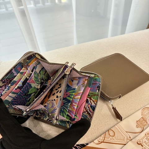 Hermes Slik 絲巾短夾 大象灰 全新品