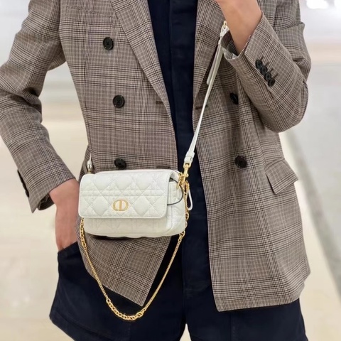 【Woc版戴妃👜公主氣質👑全網最低價✨】Dior Caro藤格紋相機包 氣質奶昔白色