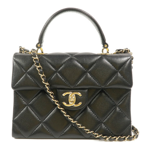 CHANEL 牛皮皮革Top Handle Handbag鏈帶手挽肩背兩用袋