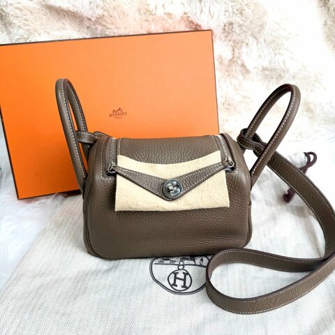 Hermès Mini Lindy I 一代 U Stamp大象灰銀扣